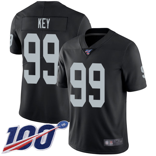 Men Oakland Raiders Limited Black Arden Key Home Jersey NFL Football #99 100th Season Vapor Jersey